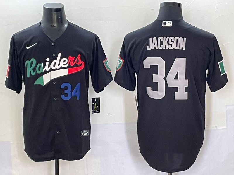 Men 2025 Oakland Raiders #34 Jackson Black Joint Name Nike Limited NFL Jersey style 65->oakland raiders->NFL Jersey